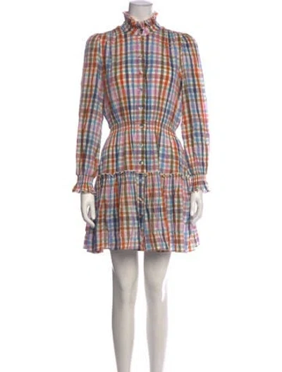 Pre-owned Hunter Plaid Print Mini Dress In Blue/white