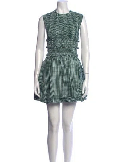 Pre-owned Hunter Plaid Print Mini Dress In Green
