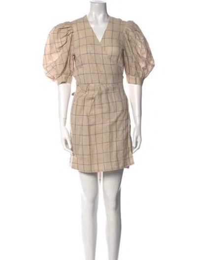 Pre-owned Hunter Plaid Print Mini Dress In Neutral