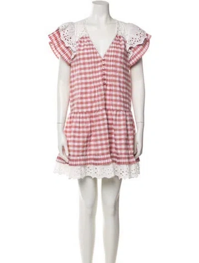 Pre-owned Hunter Plaid Print Mini Dress In Pink