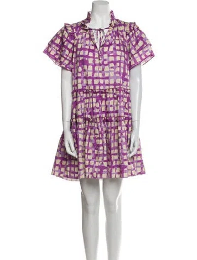 Pre-owned Hunter Plaid Print Mini Dress In Purple