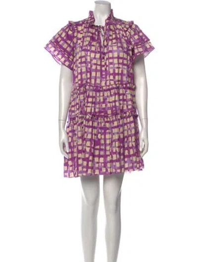 Pre-owned Hunter Plaid Print Mini Dress In Purple