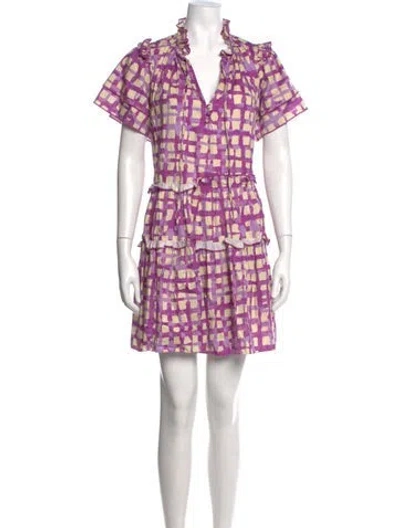 Pre-owned Hunter Plaid Print Mini Dress In Purple