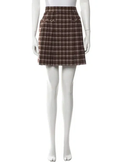 Pre-owned Hunter Plaid Print Mini Skirt In Brown
