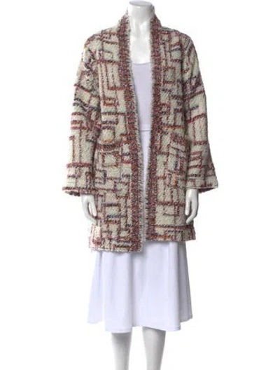 Pre-owned Hunter Plaid Print Open Front Sweater In Multi