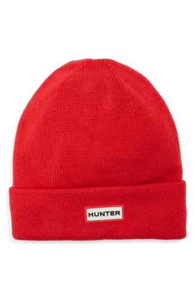 Hunter Play Fleece Lined Cuffed Beanie In Red