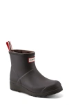 Hunter Play Short Faux Shearling Lined Waterproof Rain Boot In Brown