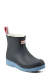 Hunter Play Short Faux Shearling Lined Waterproof Rain Boot In  Navy
