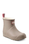 Hunter Play Short Faux Shearling Lined Waterproof Rain Boot In Grigio Metallici E Grigi