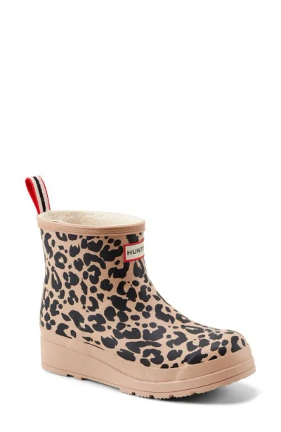 Hunter Play Short Faux Shearling Lined Waterproof Rain Boot In Multi