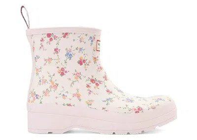 Pre-owned Hunter Play Short Rain Boots Loveshackfancy Sunrise Patchwork Print (women's) Sneakers In Ivory/pink Floral