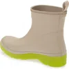 Hunter Play Short Waterproof Rain Boot In Skimming Stone/acid Green