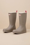 Hunter Play Tall Medium Natural Shearling Mid-calf Rain Boots In Grey