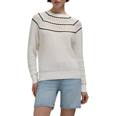 Hunter Pointelle Knit Cotton Sweater In White