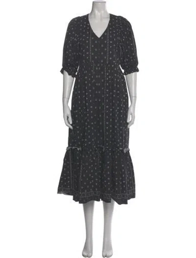 Pre-owned Hunter Polka Dot Print Long Dress In Gray
