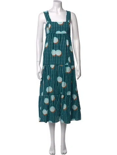 Pre-owned Hunter Polka Dot Print Midi Length Dress In Blue