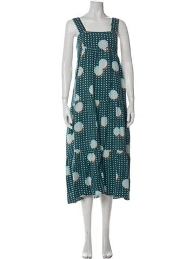 Pre-owned Hunter Polka Dot Print Midi Length Dress In Blue