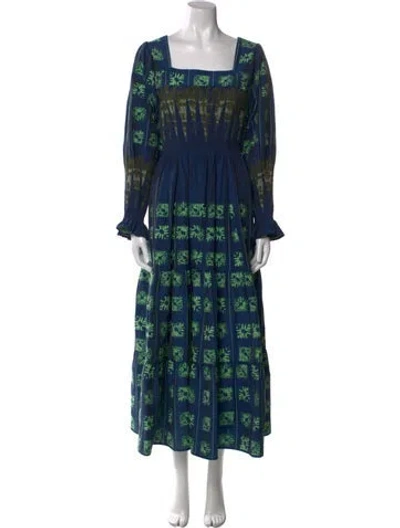 Pre-owned Hunter Printed Long Dress In Black