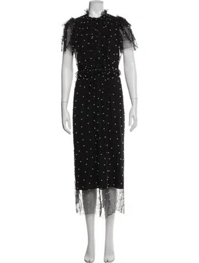 Pre-owned Hunter Printed Long Dress In Black