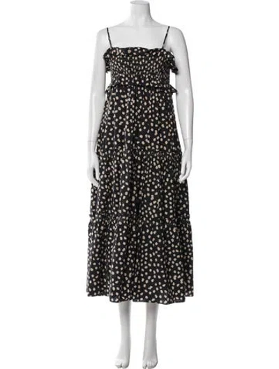 Pre-owned Hunter Printed Long Dress In Black