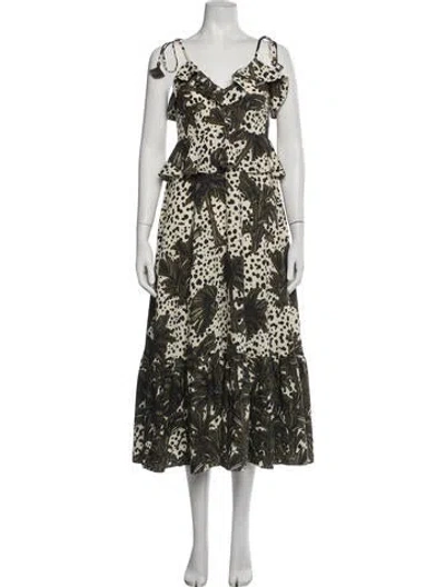 Pre-owned Hunter Printed Long Dress In Black