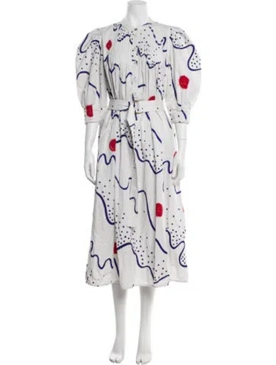 Pre-owned Hunter Printed Long Dress In Blue