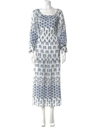 Pre-owned Hunter Printed Long Dress In Blue