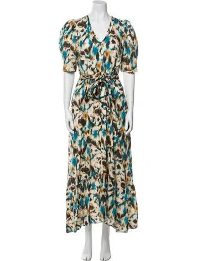 Pre-owned Hunter Printed Long Dress In Blue