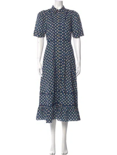 Pre-owned Hunter Printed Long Dress In Blue