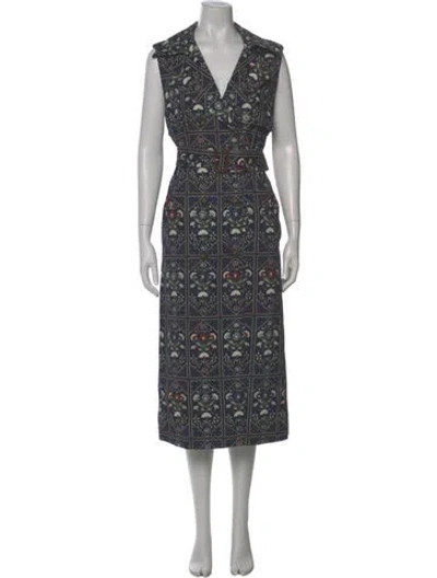 Pre-owned Hunter Printed Long Dress In Blue