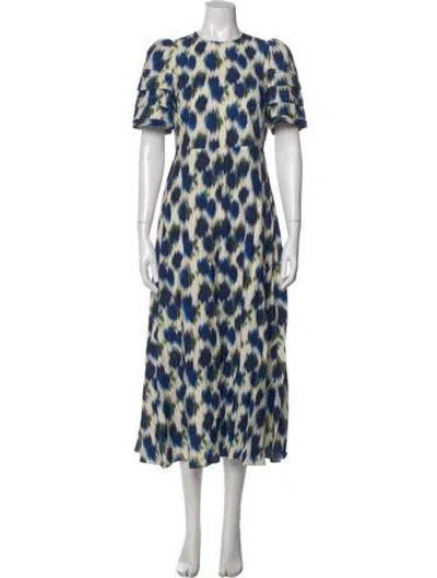 Pre-owned Hunter Printed Long Dress In Blue