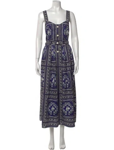 Pre-owned Hunter Printed Long Dress In Blue