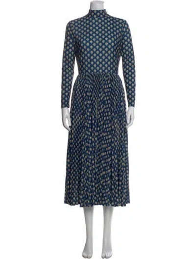Pre-owned Hunter Printed Long Dress In Blue