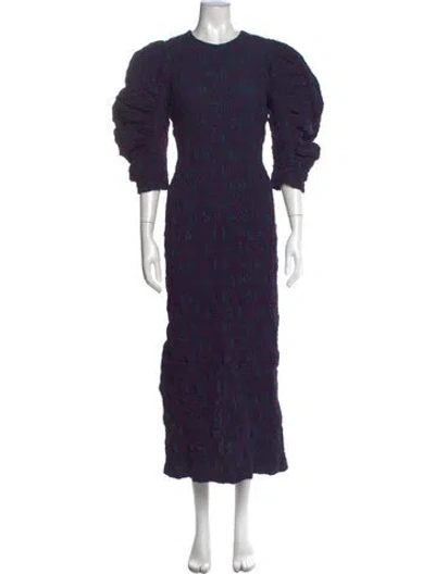 Pre-owned Hunter Printed Long Dress In Blue