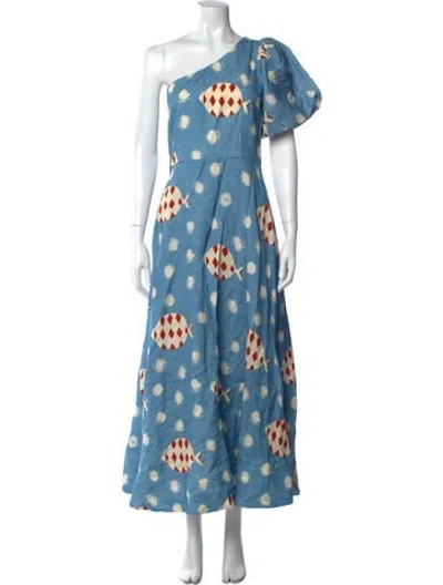 Pre-owned Hunter Printed Long Dress In Blue