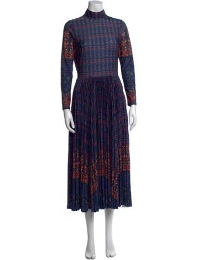 Pre-owned Hunter Printed Long Dress In Blue