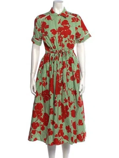 Pre-owned Hunter Printed Long Dress In Green