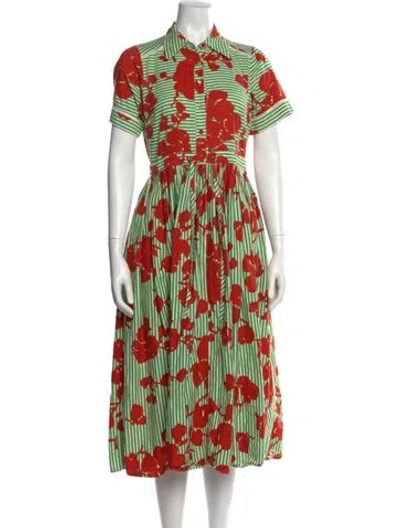 Pre-owned Hunter Printed Long Dress In Green