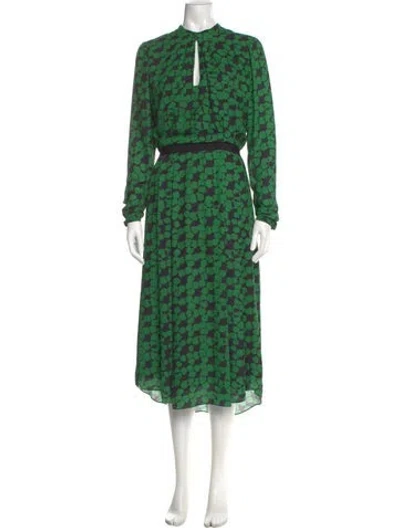 Pre-owned Hunter Printed Long Dress In Green