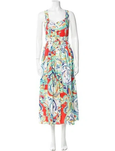 Pre-owned Hunter Printed Long Dress In Green