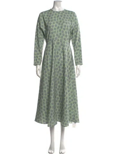 Pre-owned Hunter Printed Long Dress In Green
