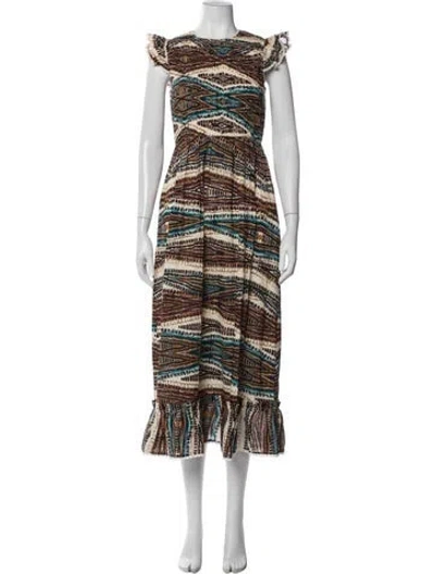 Pre-owned Hunter Printed Long Dress In Multi