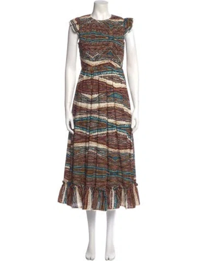 Pre-owned Hunter Printed Long Dress In Neutral