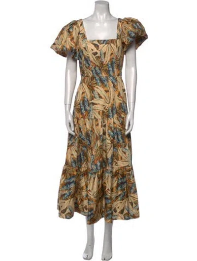 Pre-owned Hunter Printed Long Dress In Neutral