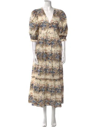 Pre-owned Hunter Printed Long Dress In Neutral