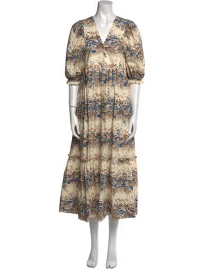 Pre-owned Hunter Printed Long Dress In Neutral