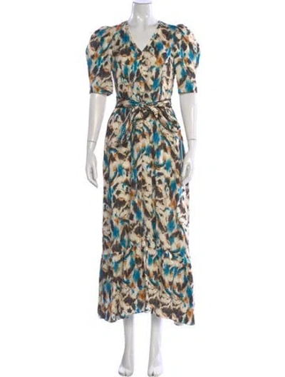 Pre-owned Hunter Printed Long Dress In Neutral