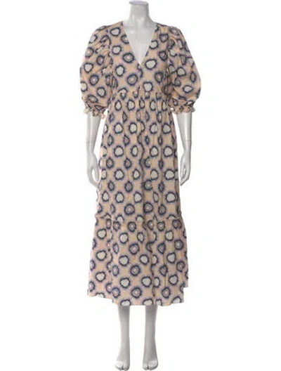 Pre-owned Hunter Printed Long Dress In Neutral