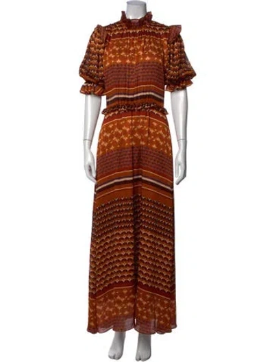 Pre-owned Hunter Printed Long Dress In Neutral