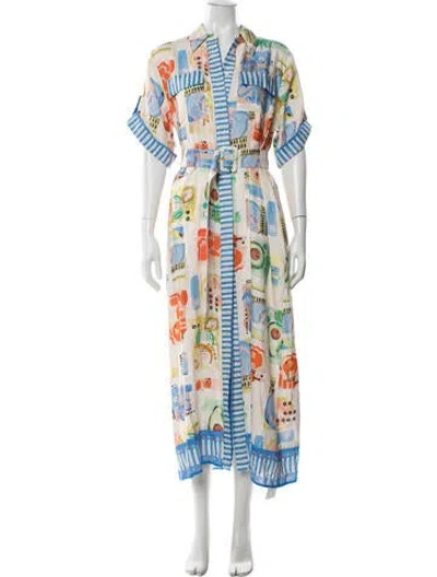 Pre-owned Hunter Printed Long Dress In Neutrals